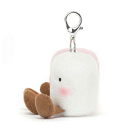 
              Plush keychain with a white face, brown ears, and pink blush on a white background
            