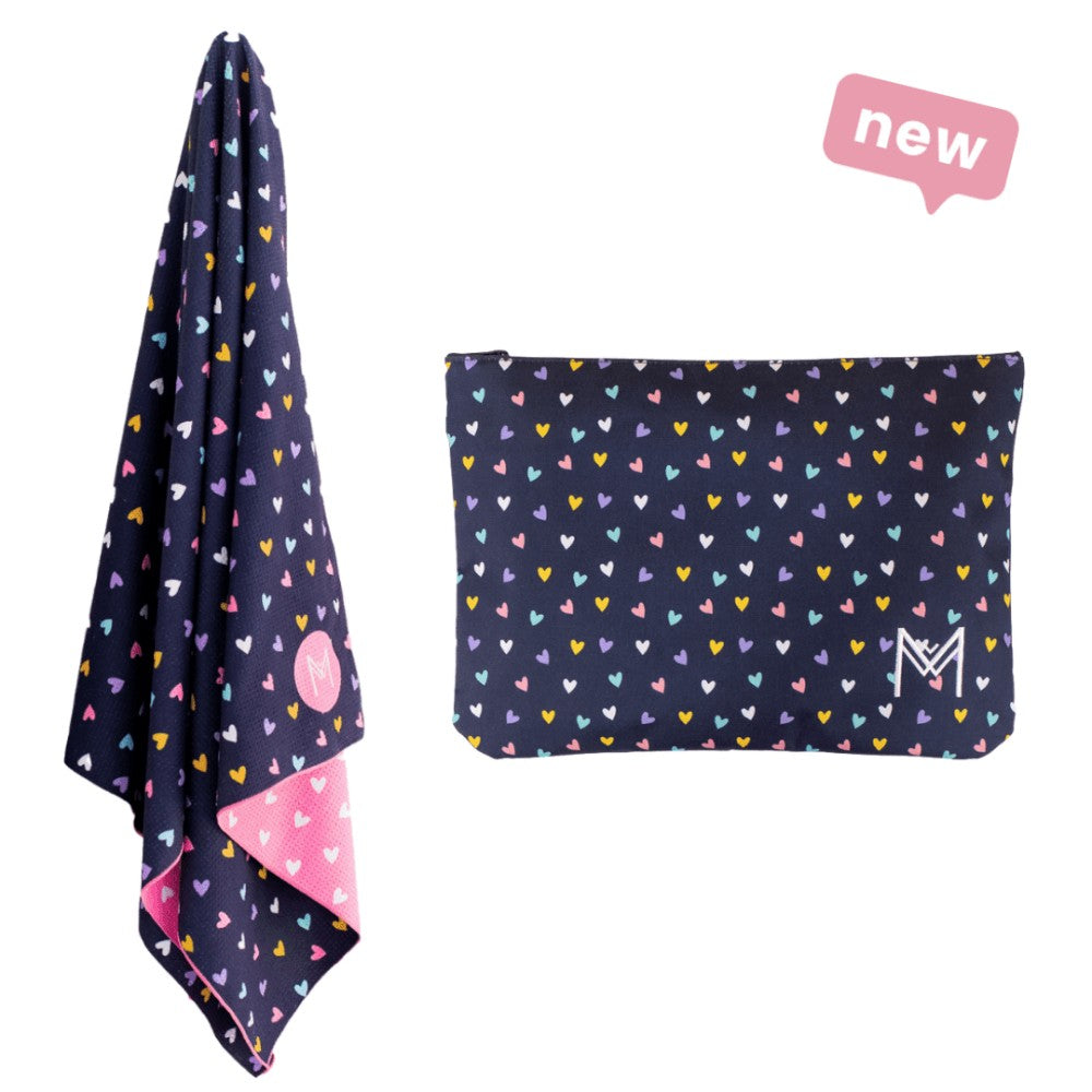 Rockabeez Gifts & Toys Montiico Beach Towel and Bag Set- Hearts MontiiCo