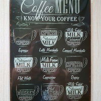Novelty Coffee Menu Sign Rockabeez Gifts and Toys