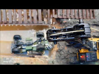 
              huina crawler crane video truck crossing bridge falls in. Crawler crane comes in and lifts truck out of river
            